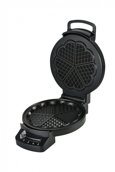 Aparat de gofre HEINNER HWF-F1200BK, 1200 W, 1 gofra/vafa, Placa fixa cu invelist antiaderent, Diametru 16.2 cm, Depozitare verticala Negru