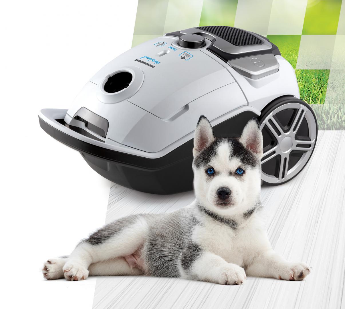 Aspirator cu sac Heinner HVC-M700WH, 69dB, filtru HEPA 12, perie ECO, 700W, putere de absorbtie 150W, sac textil 3L, tub din metal, viteza variabila, Alb