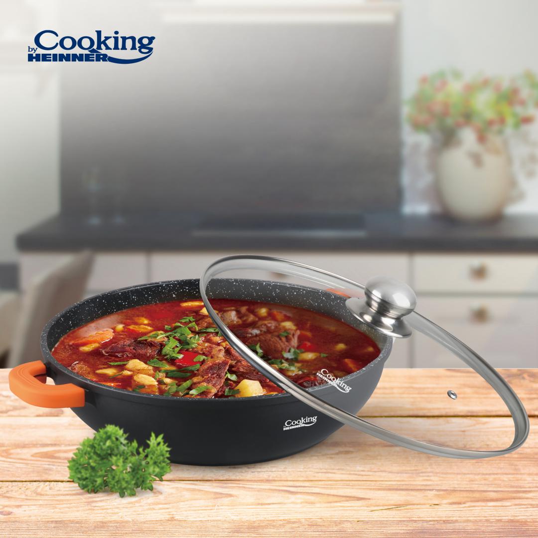 Cratita 5.5 L Cooking by Heinner Dark Line cu capac, aluminiu turnat, 32x8.5cm