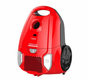Aspirator cu sac Heinner HVC-MRD1400, 700 W, sac textil, 3 L, putere variabila, HEPA 12, tub telescopic metalic, rosu