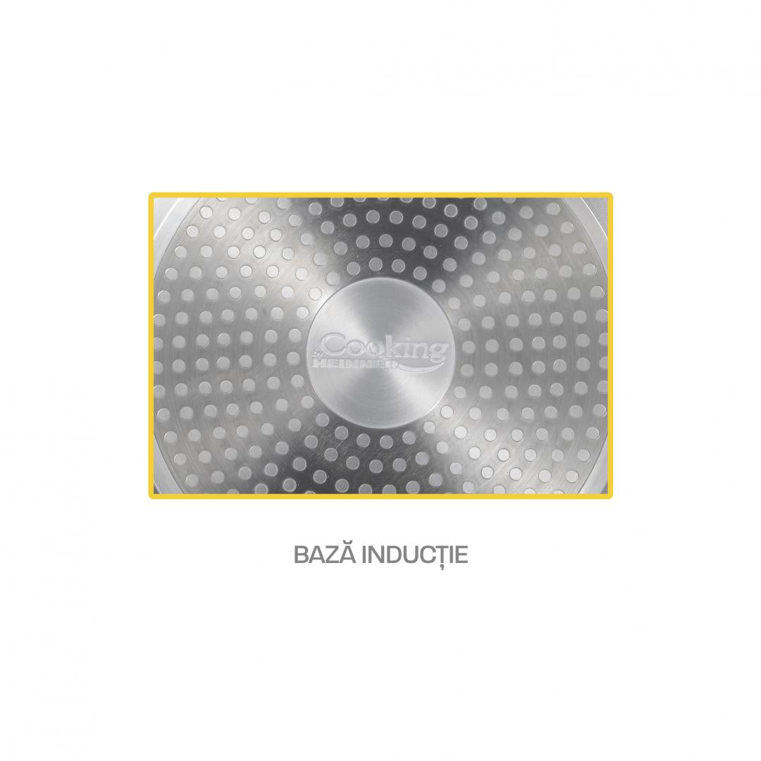 Set pentru gatit 5 piese din aluminiu presat, capace din aluminiu, acoperire ceramica cu aspect marmorat, baza inductie