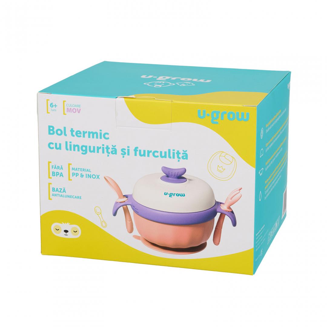 Bol Termic , Lingurita Si Furculita , Baza Antialunecare, U-Grow