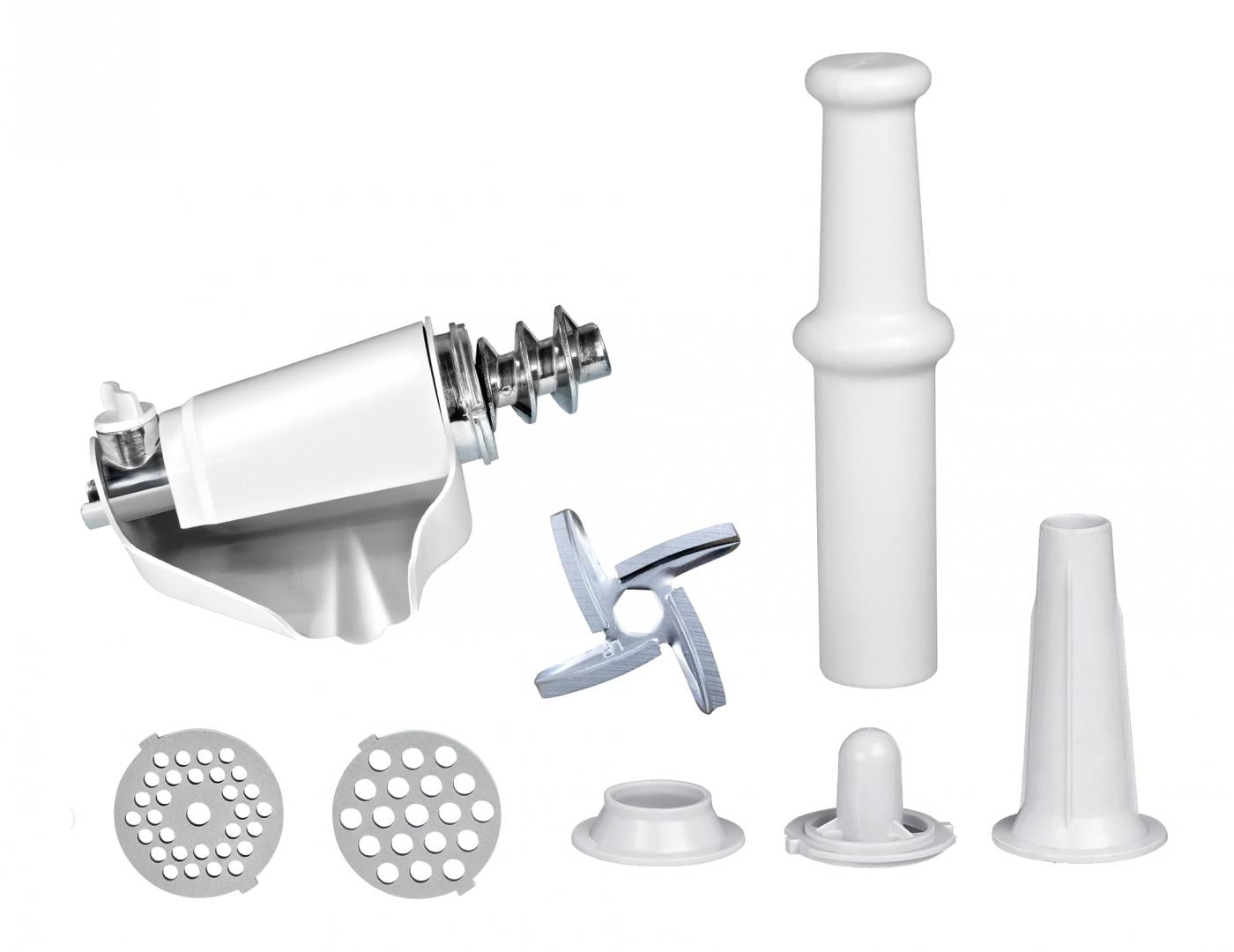 Masina de tocat Heinner MG-2100SS, 2100W, Accesoriu rosii, Accesoriu carnati, Cutit si site inox, Silver