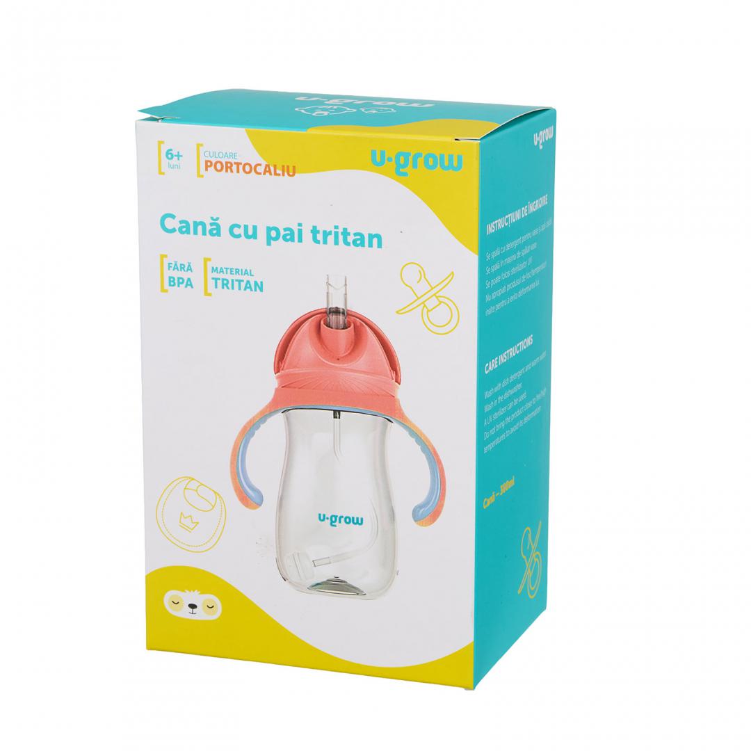 Cana Cu Pai Tritan, Orange, 300Ml, U-Grow