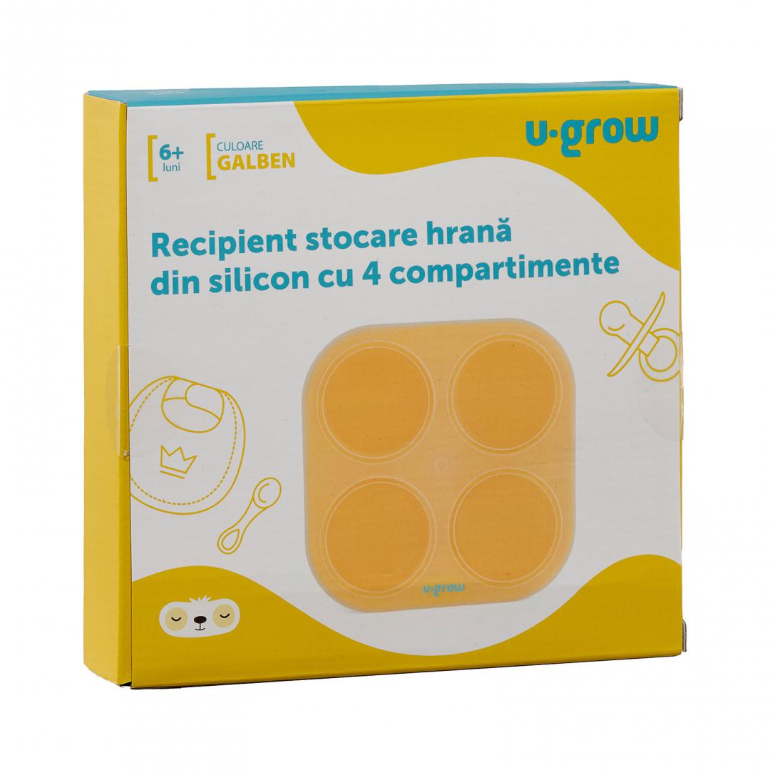 Recipient colapsibil din silicon stocare hrana 4 compartimente, 240 ml, U-Grow