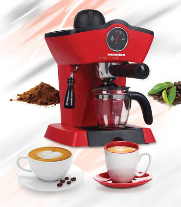 Espressor manual Heinner HEM-200RD, 800W, 3.5 bar, filtru inox, 250 ml, Rosu