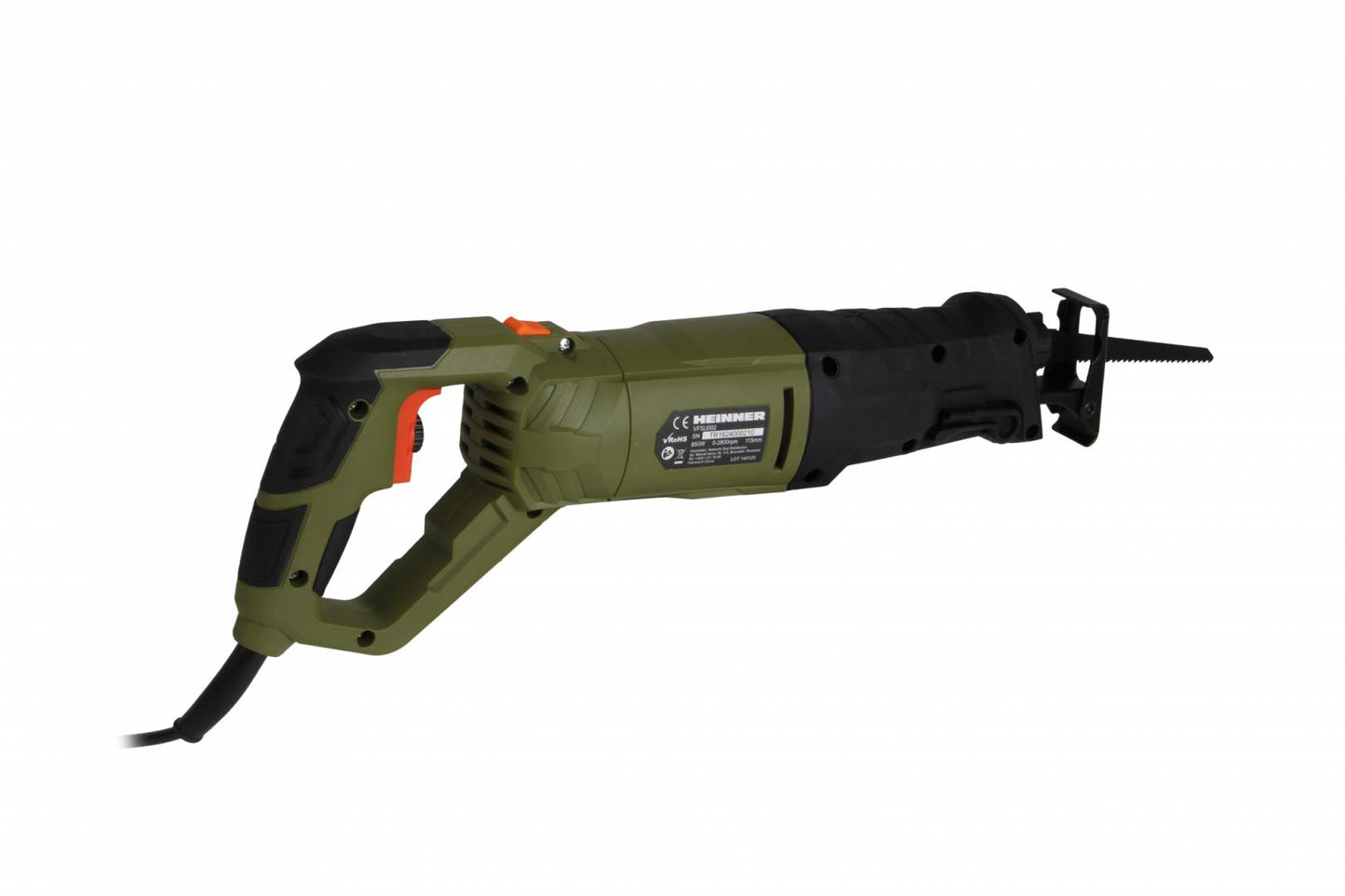 Fierastrau tip sabie Heinner VFSU002, 850 W, 2800 RPM, 28 mm lungime cursa, maner rotativ, 115 mm adancima maxima taiere