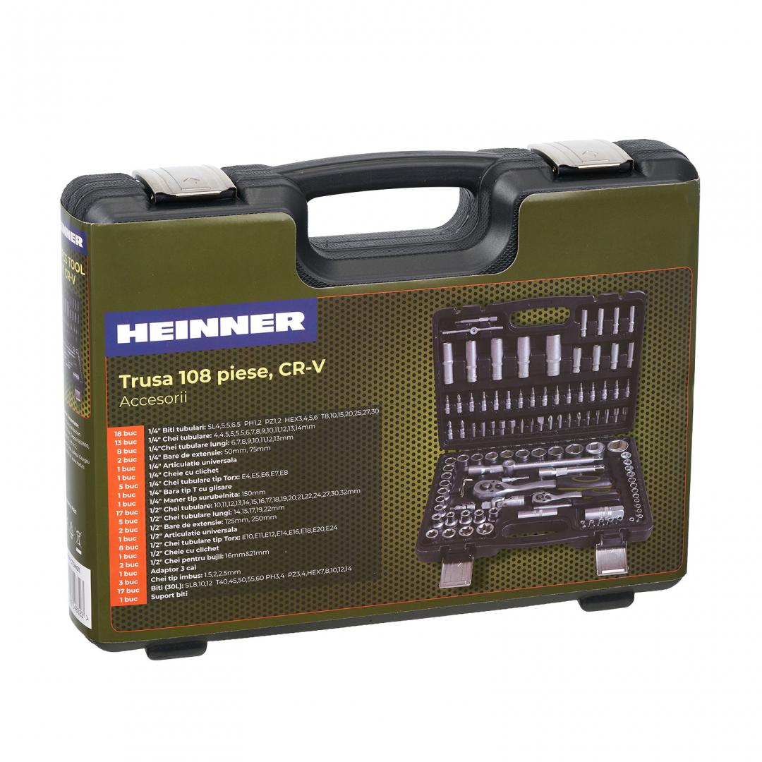 Trusa multifunctionala 108 piese Heinner CTSM011, material chrome-vanadium, cutie depozitare si transport