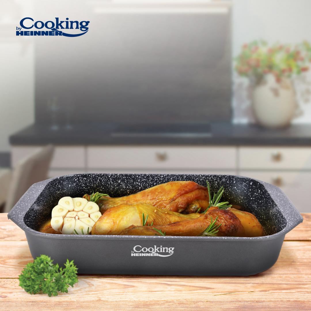 Tava Cooking by Heinner Dark Line, aluminiu turnat, acoperire ceramica, 39.5 x 26 x 6.3 cm