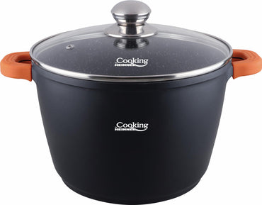 Oala 6.3L din aluminiu turnat si capac Dark Line, inductie, 24x16.5 cm