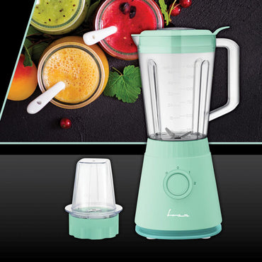 Blender de masa Fram FBL-R600GBL, 600W, rasnita inclusa, capacitate cana: 1.5L, 2 viteze + pulse, lame inox, sistem siguranta, protectie supraincalzire, turcoaz