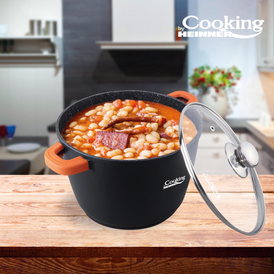 Oala 6.3L din aluminiu turnat si capac Dark Line, inductie, 24x16.5 cm