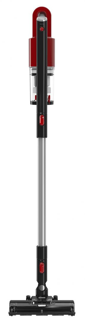 Aspirator vertical Heinner Red Twilight HSVC-M21.6RD, 150 w, acumulator li 21.6v, filtrare ciclonica, dubla utilizare: de mana sau vertical, 2 viteze, capacitate: 0.5l, autonomie max 30 min, accesoriu montare perete, rosu