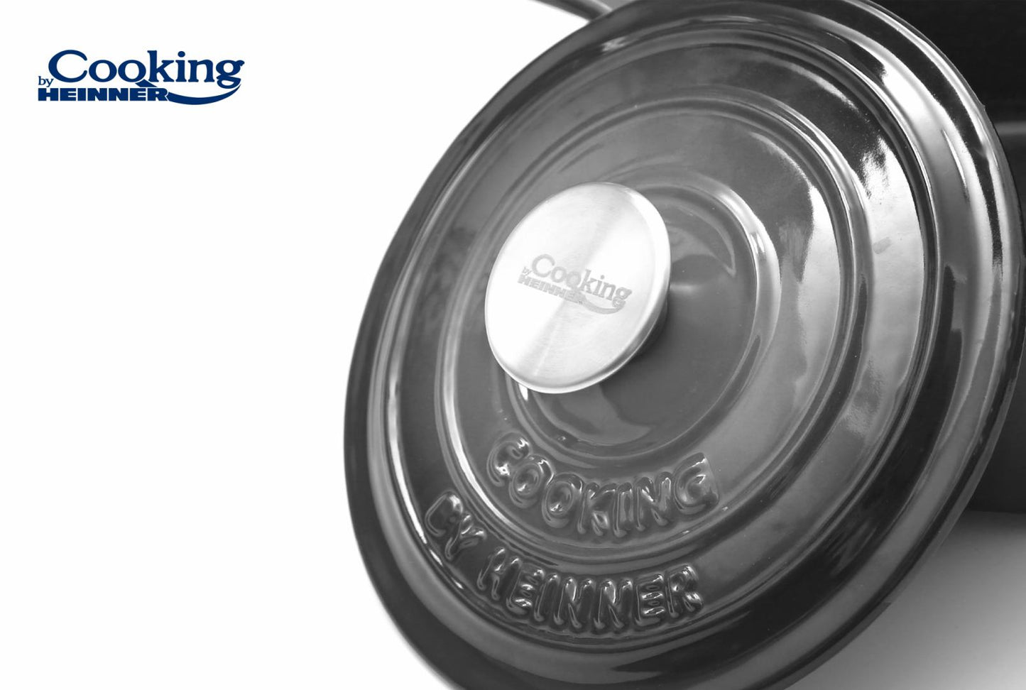 Cratita 2.9L Cooking by Heinner Marble Grey cu capac, fonta emailata, 22X9.5 cm