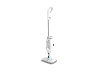 Mop cu abur Heinner SteamStrike HSM-M1400WH-BL, 1400W, capacitate rezervor apa: 420 ml, timp incalzire 15s, debit abur 21/27 g/min, temperatura abur 130°C, 2 lavete incluse, alb