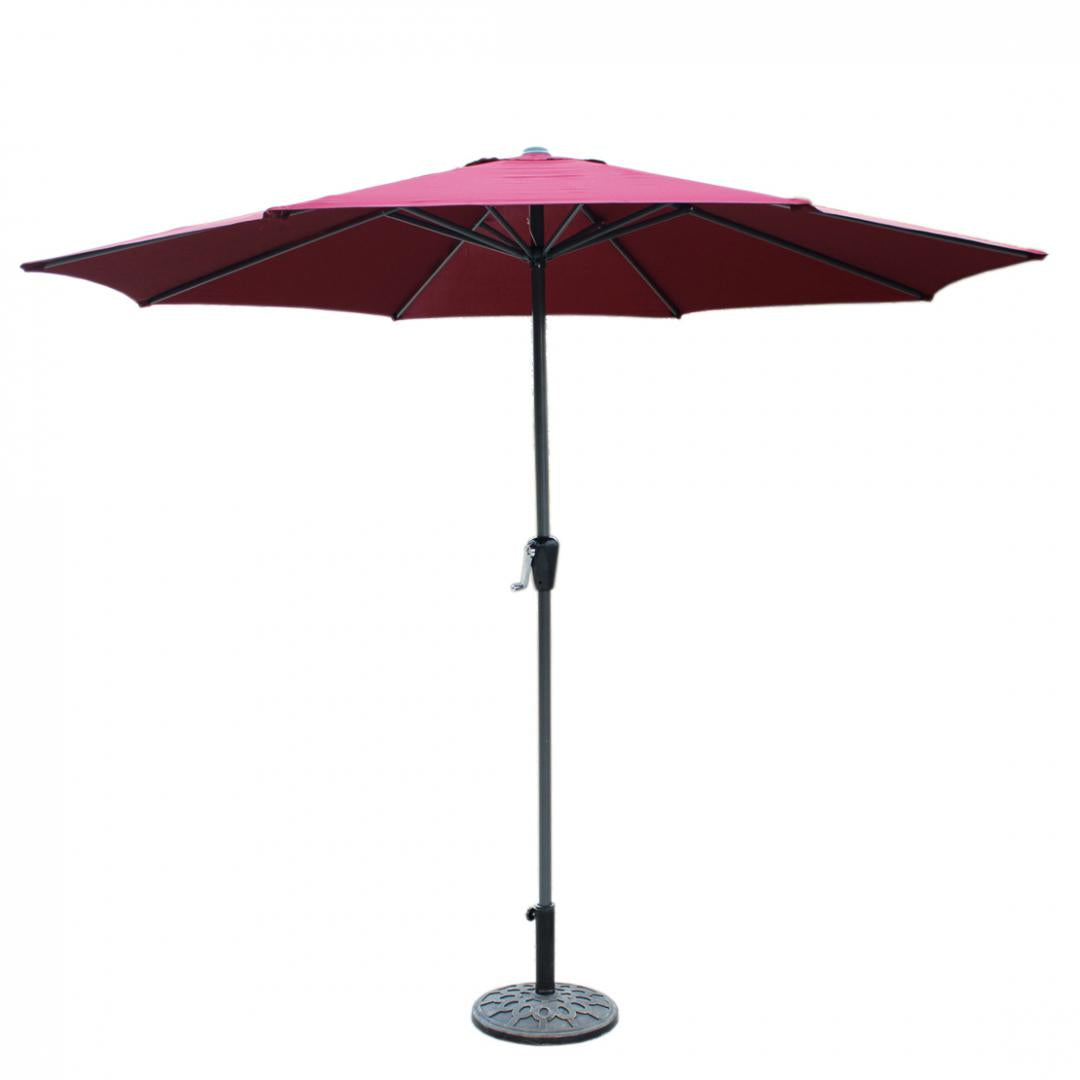 Umbrela terasa/gradina Heinner, diametru 270 cm, actionare manuala, suport/baza inclus, otel/poliester, rosu