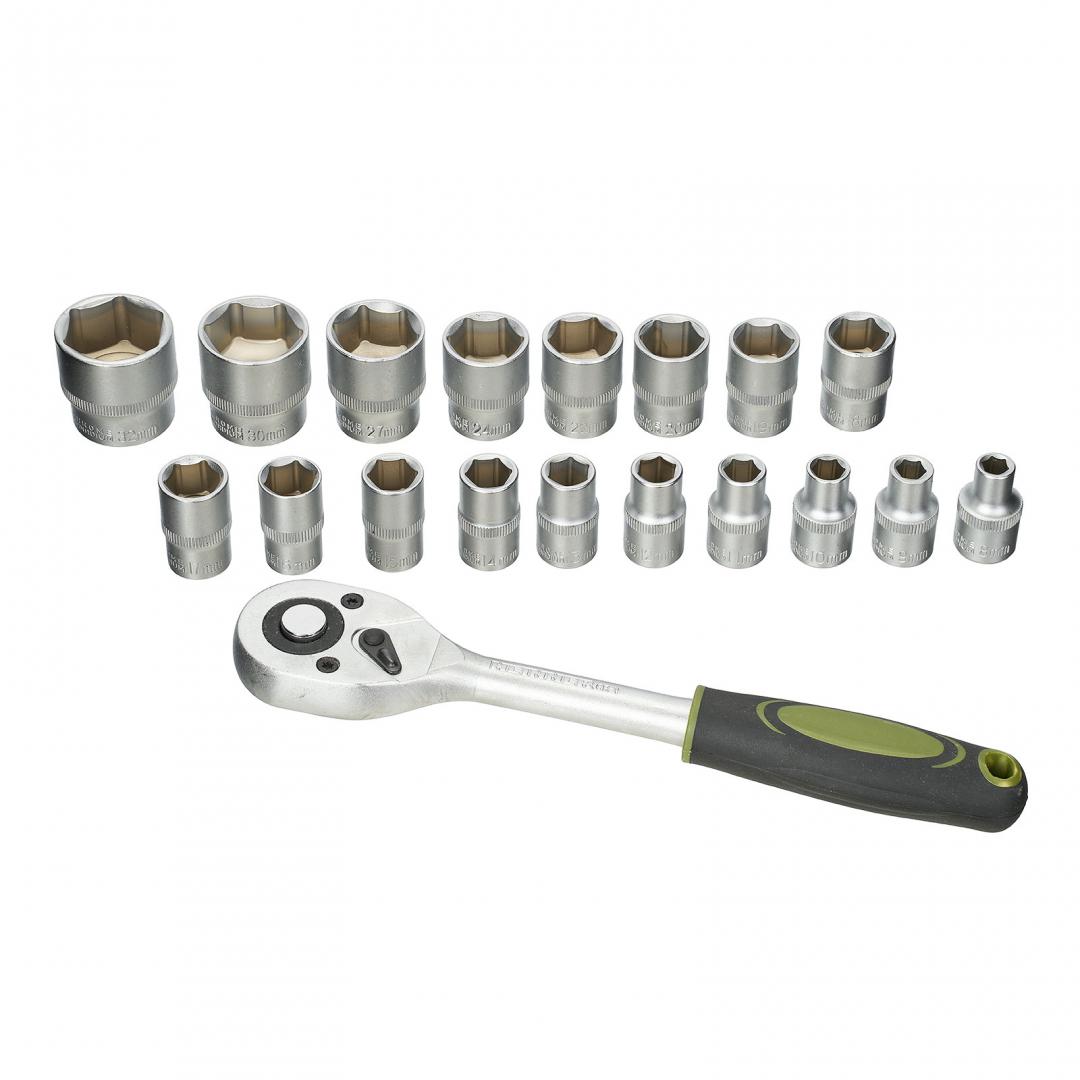 Set 19 piese Heinner CTSM019, cheie cu clichet 1/2", capete chei tubulare, 8-32 mm, material chrome-vanadium