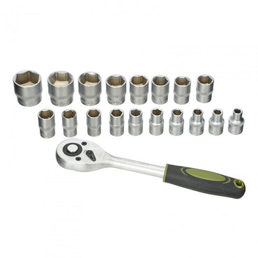 Set 19 piese Heinner CTSM019, cheie cu clichet 1/2", capete chei tubulare, 8-32 mm, material chrome-vanadium