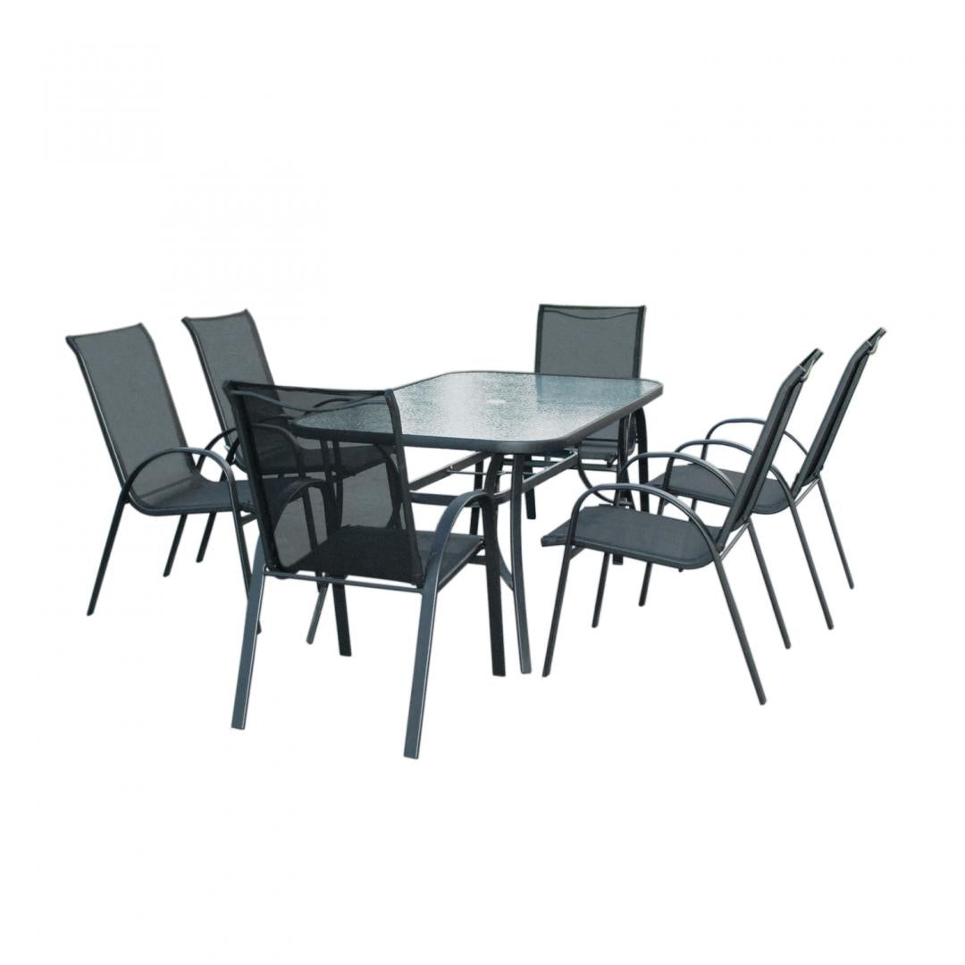 Set mobilier gradina/terasa Heinner, masa, 6 scaune, negru