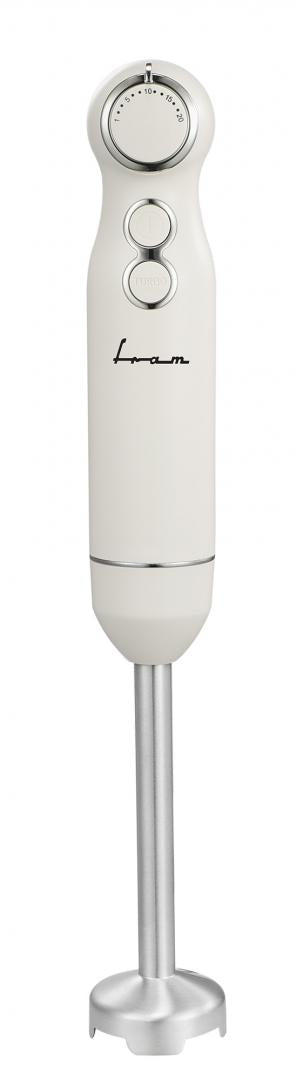Mixer vertical Fram FHBL-RAC1200CR, 1200W, viteza variabila, functie Turbo, accesorii: tocator, tel, cana de mixat, picior blender din inox, motor DC, capacitate tocator: 500 ml, capacitate cana de mixare: 600 ml, buton ON/OFF, Crem