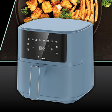 Friteuza cu aer cald Fram FAF-B6BL17SQ, 1700W-2200W, capacitate 5.7L, 8 programe presetate, panou de comanda electronic, timp maxim de preparare: 60 min, Albastru