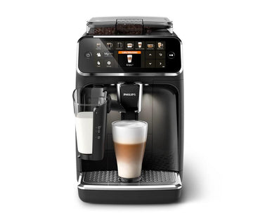 Espressor automat Philips EP5441/50 seria 5400, solutie de lapte LatteGo, 12 tipuri de bauturi, ecran tactil, rasnita ceramica, functie QuickStart, preparare silentioasa, jet suplimentar, 12 setari macinare, 4 profiluri de utilizator, negru