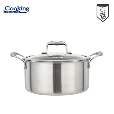 Oala 5L cu capac sticla Cooking by Heinner Titanium, 3 straturi, inox, 24 x 12 cm