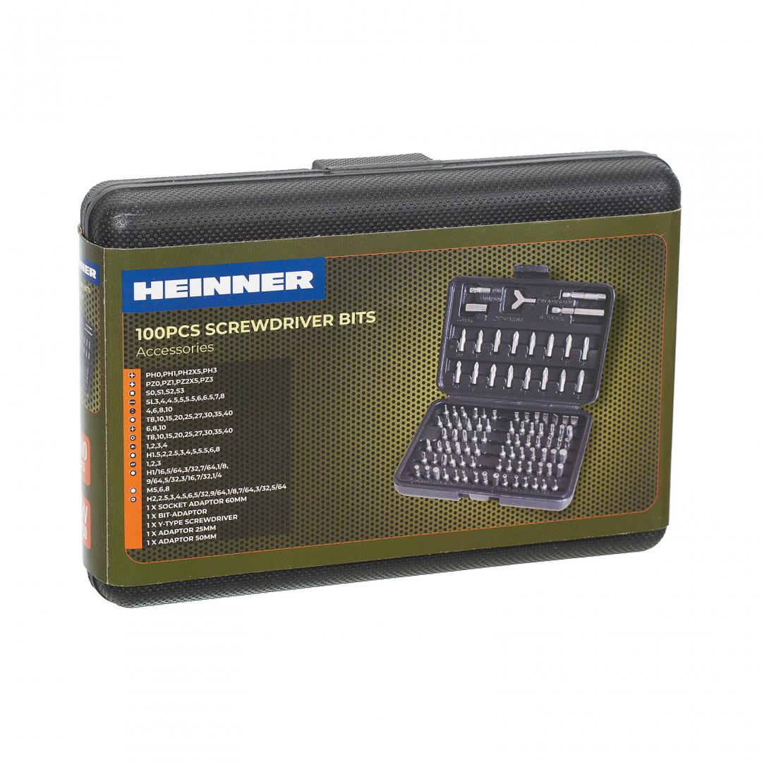 Set 100 biti si adaptor Heinner CTSM012, material chrome-vanadium