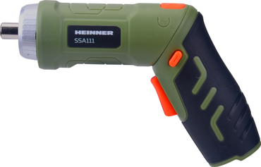 Surubelnita pe acumulator Heinner SSA111, 4 V, 250 RPM, 3 Nm, cablu USB, 9 biti 25 mm, prelungitor biti, suport biti
