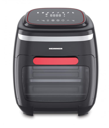 Friteuza cu aer cald Heinner Aifryer Crystal Clear HAF-B2000FB, gatire fara ulei, 2000W, capacitate cos 4.5L, capacitate cuptor 11L, 8 programe, 3 rafturi pentru preparare cu aer cald, afisaj digital, tija rotisor, termostat reglabil: 30-200˚C
