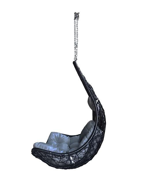 Balansoar suspendat Vigo Heinner, 80x102x124/195 cm, otel/rattan sintetic, gri antracit/gri