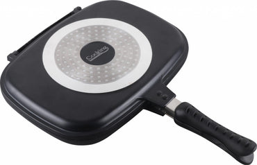 TIGAIE DUBLA DREPTUNGHIULARA TIP GRILL,ALUMINIU,32x24x7.5 CM,DARK LINE INDUCTIE, COOKING BY HEINNER