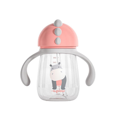 Pachet 3 in 1 cana 260 ml tritan cu 3 accesorii diferite pentru baut : tetina biberon, cioc , pai, dark pink, U-Grow