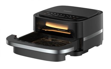 Friteuza cu aer cald si cuptor pizza 2 in 1 Heinner pizza EastFry HPAF-B4DC22BK, 2200W, capacitate 4L si 25.4 diametru pizza, control digital, 9 programe presetate, programe presetate, 40-230 grade, timer 60 min, negru