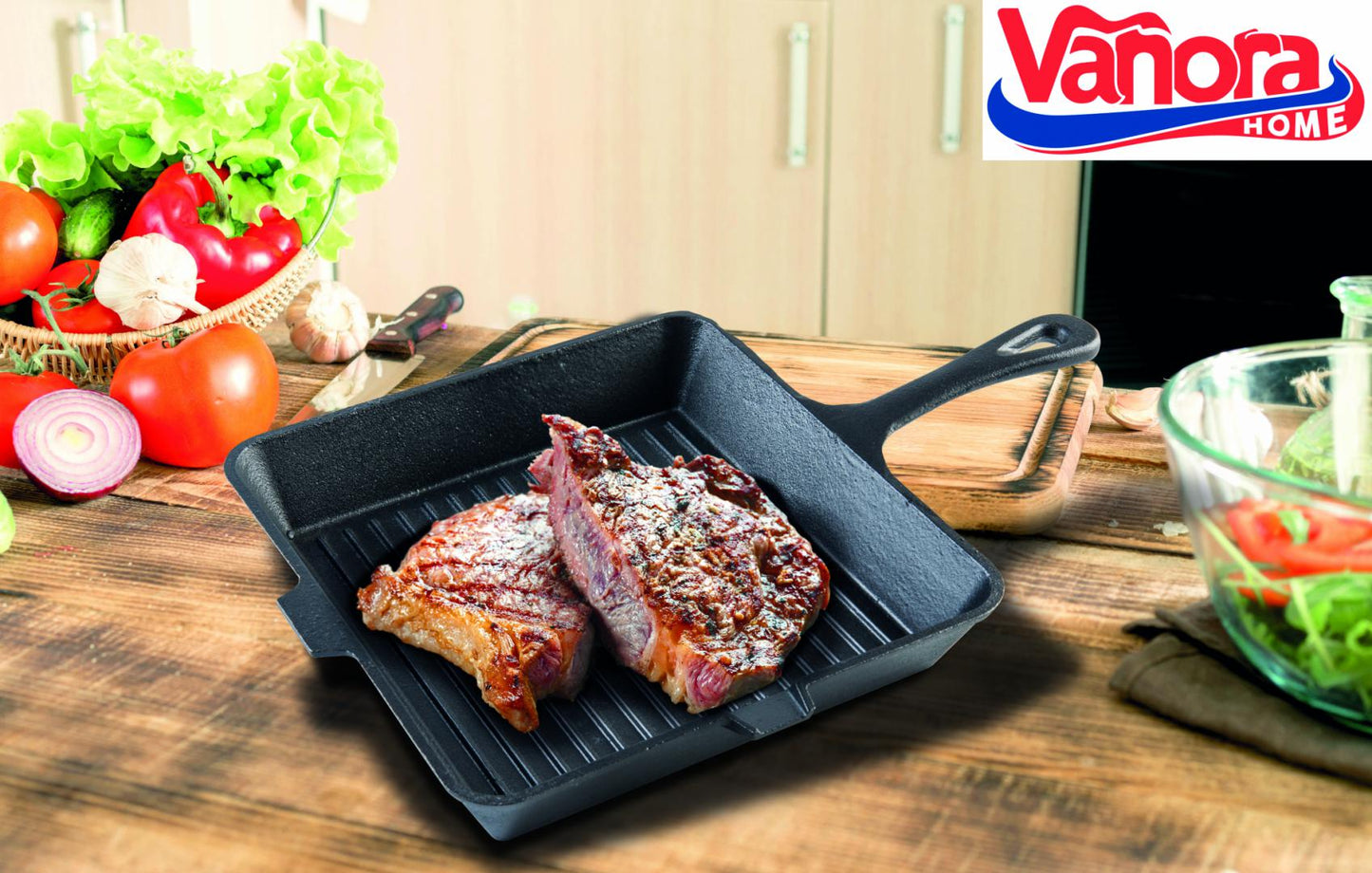 Tigaie grill Vanora, fonta, inductie, 25 x 4.7 cm