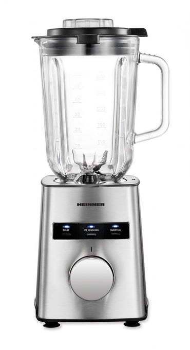 Blender de masa Heinner Avallon 800 HBL-HE800SS, 800W, functii: zdrobirea ghetii, Smoothie, Pulse, bol din sticla 1.5L, lame din otel inoxidabil, buton rotativ, protectie la supraincalzire, bol din sticla si lame detasabile, carcasa din inox, Argintiu