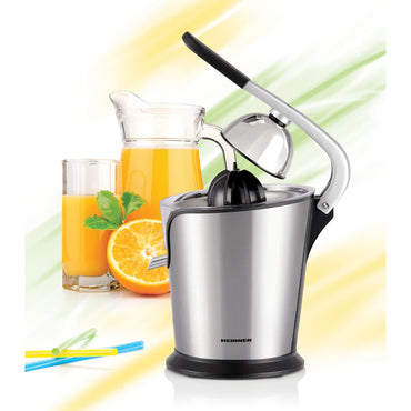 Storcator de citrice Heinner C160SS, 160w, 0.24 l, Sistem anti-alunecare, Sita inclusa, Inox, Argintiu