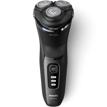 Aparat de ras PHILIPS Shaver Seria 3000 S3244/12, barbierit umed şi uscat, fara fir, capete 5D pivotante si flexibile, lame autoascutire, 60 min, sistem de barbierire anticoroziune, capac de protectie, Negru