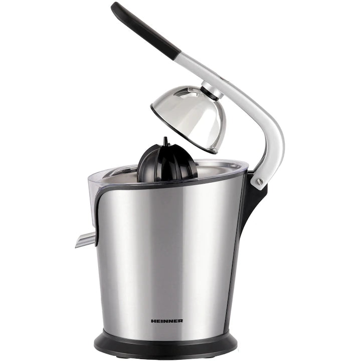 Storcator de citrice Heinner C160SS, 160w, 0.24 l, Sistem anti-alunecare, Sita inclusa, Inox, Argintiu