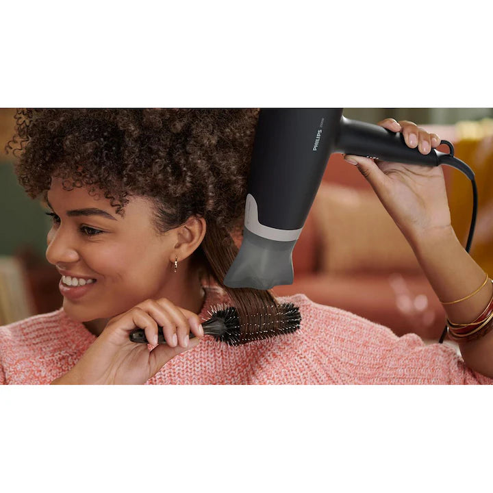 Uscator de par Philips BHD351/10, 2100W, accesoriu Thermo Protect, ingrijire cu ioni, 6 setari de viteza/temperatura, cap de coafare 14 mm, Gri