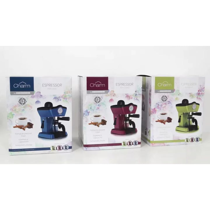 Espressor manual Heinner Charm HEM-200BL, 800W, 250ml, 3.5 bar, Albastru