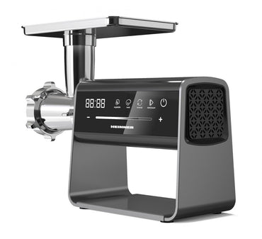 Masina de tocat HEINNER EXQUISITEFORCE HMG-DIS2500, 2500 W, Control Touch, Angrenaj plantar 6 roti, Accesoriu rosii, kibbe si carnati, 2.5 kg/min Functie Reverse Inox