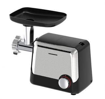 Masina de tocat Heinner HMG-2100BKS3, 2100W, 1.8 kg/min, accesoriu rosii, accesorii kibbe si carnati, cutit inox, 2 site metalica, Negru/Inox