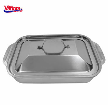 Tava inox cu capac Vanora Home Zira, 36.5 x 22 x 7 cm