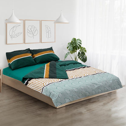 Lenjerie de pat Heinner Home, 2 persoane, 100% bumbac 132 TC, cearsaf pilota 180x215 cm, cearsaf pat 200x220 cm, 2 fete de perna 50x70 cm, 4 piese