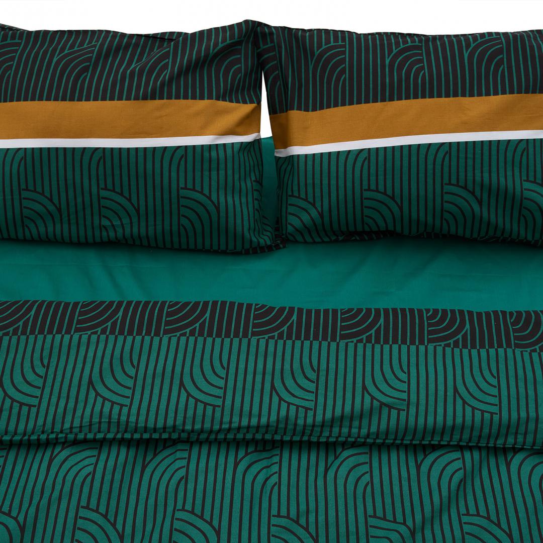 Lenjerie de pat Heinner Home, 2 persoane, 100% bumbac 132 TC, cearsaf pilota 180x215 cm, cearsaf pat 200x220 cm, 2 fete de perna 50x70 cm, 4 piese