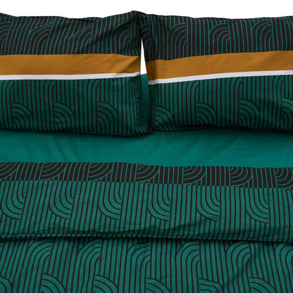 Lenjerie de pat Heinner Home, 2 persoane, 100% bumbac 132 TC, cearsaf pilota 180x215 cm, cearsaf pat 200x220 cm, 2 fete de perna 50x70 cm, 4 piese