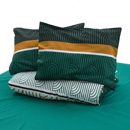 Lenjerie de pat Heinner Home, 2 persoane, 100% bumbac 132 TC, cearsaf pilota 180x215 cm, cearsaf pat 200x220 cm, 2 fete de perna 50x70 cm, 4 piese