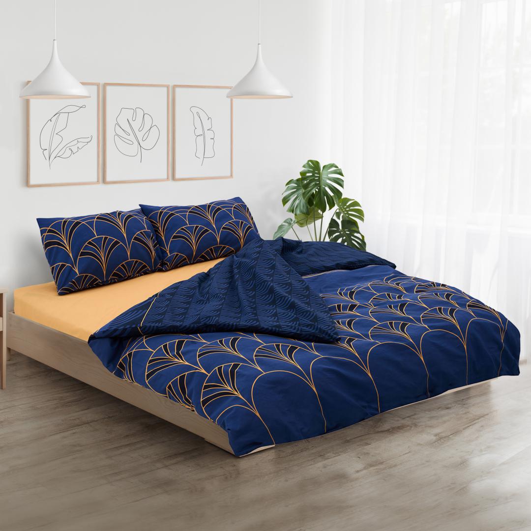 Lenjerie de pat king size Wave Heinner Home, 100% bumbac 132 TC, cearsaf pilota 200x220 cm, cearsaf pat 220x240 cm, 2 fete de perna 50x70 cm, 4 piese