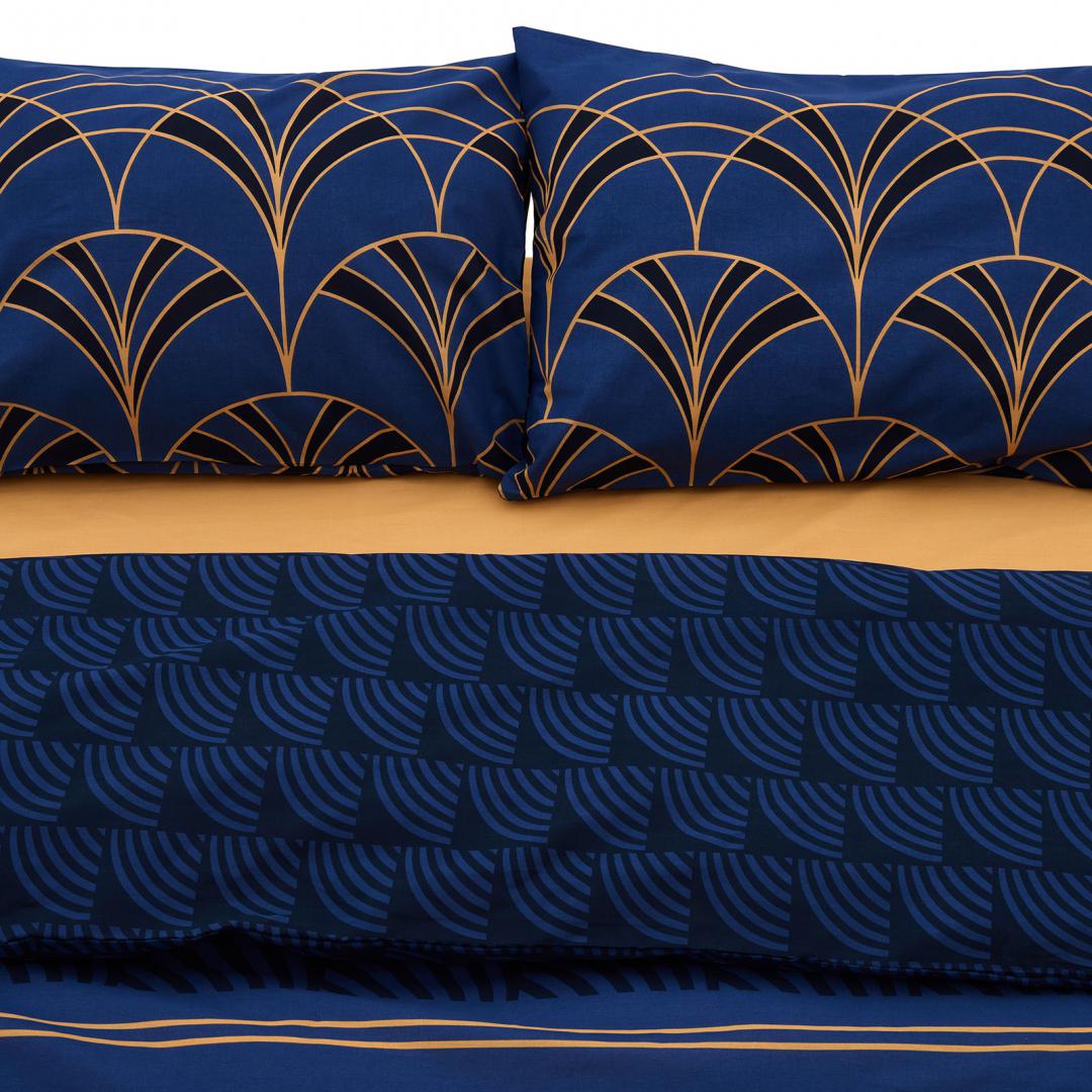 Lenjerie de pat king size Wave Heinner Home, 100% bumbac 132 TC, cearsaf pilota 200x220 cm, cearsaf pat 220x240 cm, 2 fete de perna 50x70 cm, 4 piese